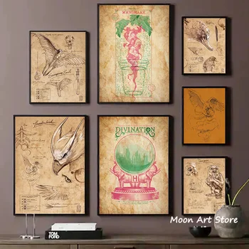 Винтажный плакат с зельем для гадания в Хогвартсе, Волшебное создание, Птица-паук, холст, картина, HD принт, настенное искусство, декор для дома в гостиной