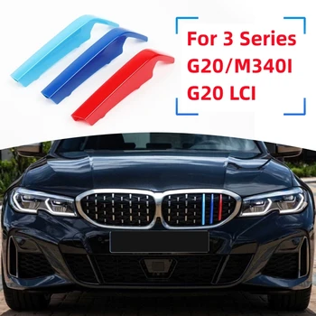 Для BMW 3 серии G20 LCI M340i 2019-2023 Автомобильный 3D M Стайлинг Отделка решетки радиатора Накладки на бампер Полоски Наклейки Внешняя отделка