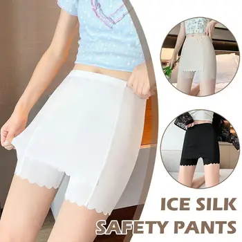 Двухслойные защитные штаны из ледяного шелка, закрывающие треугольную зону, Антиблестящие Летние брюки с разрезом по низу, Бесшовные дышащие трусики