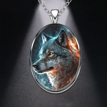 Модное нейтральное круглое ожерелье с подвеской в виде волка, подарок на годовщину вечеринки