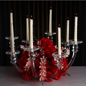 Центральное украшение стола, хрустальный свадебный канделябр с вазой для цветов, 8-рычажный подсвечник и ваза