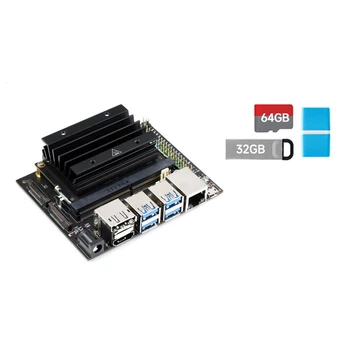 Для Jetson Nano 4GB Developer Kit (B01) Плата разработки с Основной платой + Радиатор + 32G USB-накопитель + 64G SD-карта + Кард-ридер