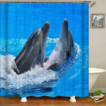 3d печать прекрасный дельфин Океан Морская занавеска для душа Водонепроницаемая занавеска для ванной с крючками Занавески для ванной Ткань 180 *200 см