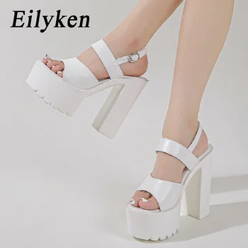 Женские летние босоножки на платформе с открытым носком и массивным каблуком Eilyken, модный повседневный ремешок сзади, Элегантная обувь
