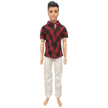 Официальный NK 1 комплект новой мужской кукольной одежды, модная красная рубашка + белые брюки, одежда для кукольных аксессуаров Кена Принса