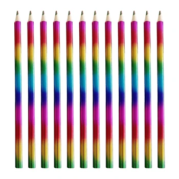 Разноцветные карандаши, деревянные цветные карандаши, Радужные карандаши 4 в 1, Набор разноцветных карандашей для рисования и раскрашивания