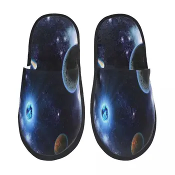 Мягкие плюшевые тапочки Universe Galaxy домашние пушистые тапочки для спальни