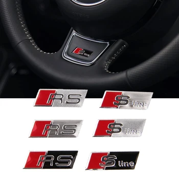 2шт Автомобильная Наклейка на Рулевое Колесо Из Алюминиевого Сплава Эмблема для Audi SLine A3 A4 A5 A6 A7 A8 Q3 Q5 RS3 RS4 RS5 RS6 S3 S4 S5 Значок
