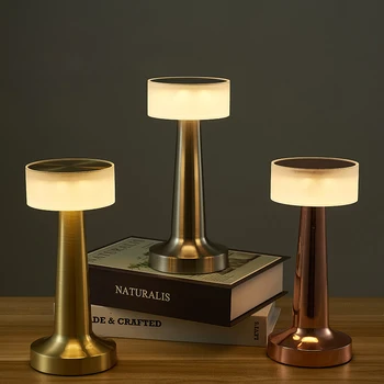 Современная светодиодная настольная лампа с USB-кабелем Type C, прикроватная лампа с регулируемой яркостью, минималистичная золотая лампа для спальни, гостиной