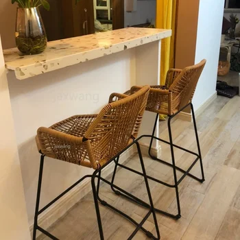Современный минималистичный барный стул, барные стулья, высокий табурет, барный стул, домашний скандинавский стульчик для кормления, стул из ротанга, барный стул