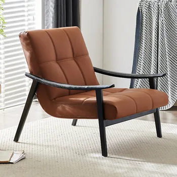 Кресла для отдыха из ясеня, Итальянское минималистичное кожаное кресло для отдыха, кресло для гостиной из массива дерева, Дизайнерский балкон, Ленивый диван