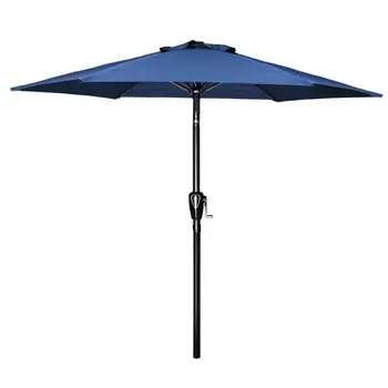 7-футовый зонт Skyland для патио с кнопкой наклона и рукояткой, синий