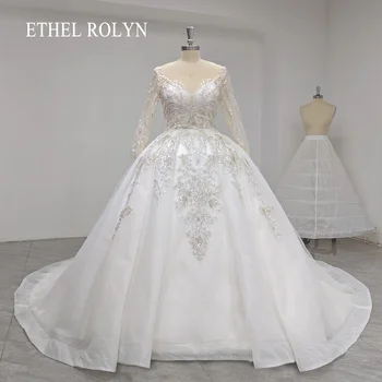 ЭТЕЛЬ РОЛИН Бальное платье с длинным рукавом Свадебные платья для женщин 2023 Невеста Милая, расшитое блестками, бисером, кружевное свадебное платье с королевским шлейфом