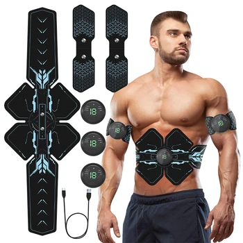 Миостимулятор EMS, интеллектуальное устройство для тренировки брюшной полости, ЖК-дисплей, USB-тренажер для похудения мышц живота, Ленивый фитнес-тренажер