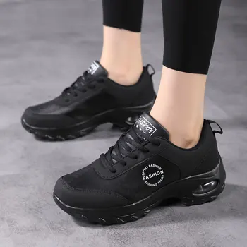 2023 новые кроссовки Sport Woman на платформе и толстой подошве, кожаные туфли с мягкой воздушной амортизацией, амортизирующие танцевальные туфли, нескользящие женские кроссовки