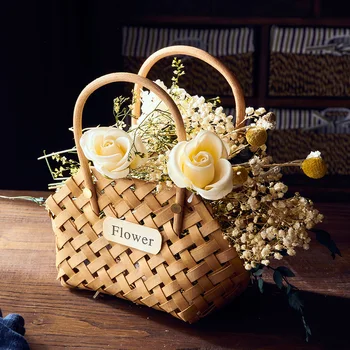 Корзина, плетеные или бамбуковые корзины, Кашпо для цветов, плетеные корзины Kawaii, Декоративная цветочная корзина для организации