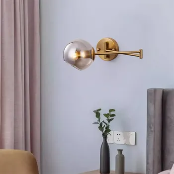 Скандинавский светодиодный настенный светильник, минималистичный поворотный Телескопический Складной светильник для прикроватной тумбочки в спальне, гостиной, кабинете, Светильники
