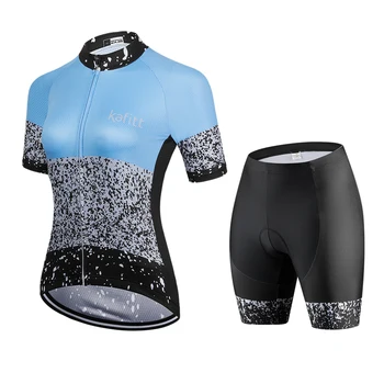 Женский велосипедный топ Kafitt, синяя велосипедная одежда, Бесплатная доставка, Летний комплект для горных велосипедов, гелевые шорты