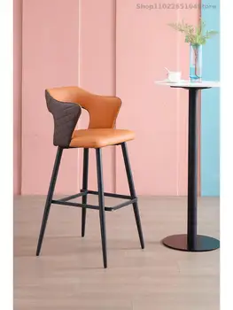 Скандинавский барный стул, современный стул с простой спинкой, бытовой барный стул, Легкий Роскошный Дизайнерский Обеденный Барный стул, Высокий табурет