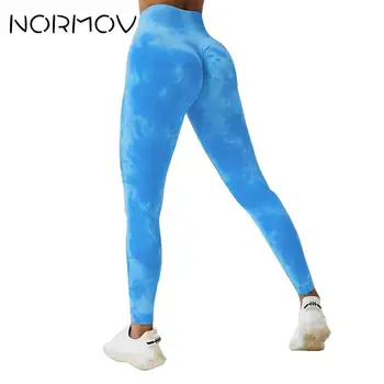 NORMOV Бесшовные штаны для йоги, спортивные колготки с высокой талией, женские леггинсы с персиковыми ягодицами, спортивные женские леггинсы для занятий спортом, Женский тренажерный зал