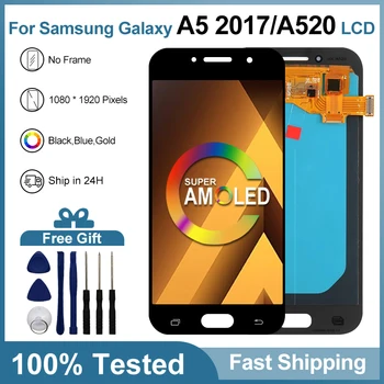 Super AMOLED Для Samsung Galaxy A5 2017 A520 ЖК-дисплей С Сенсорным экраном, Дигитайзер, Замена Для A520F A520F/DS ЖК-дисплей