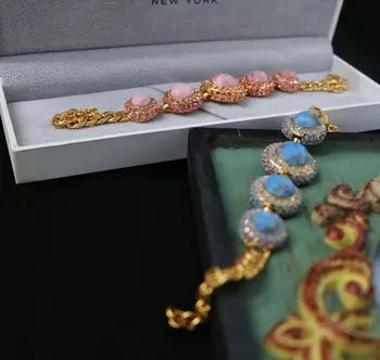 Винтажный высококачественный браслет с цветными камнями для женщин, ожерелье, серьги