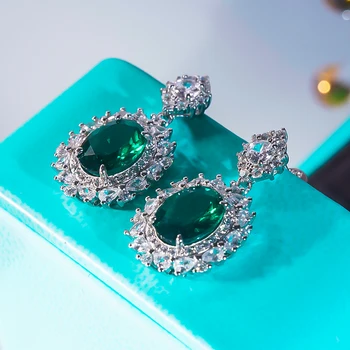 Серьги-капли с рубином и изумрудом для женщин из стерлингового серебра S925 пробы, овальный камень, роскошные ювелирные изделия, серьги-гвоздики премиум-класса, подарок для вечеринки