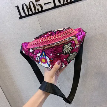 Женская сумка 2023 2019, нагрудная сумка, женская сумка градиентного цвета с пайетками, Возрастная сумка на плечо, кожаная поясная сумка для ног, бесплатная доставка