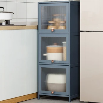 Простой бамбуковый кухонный шкаф, Многослойный бытовой высококлассный щелевой шкаф для хранения кухонной мебели, напольные шкафчики