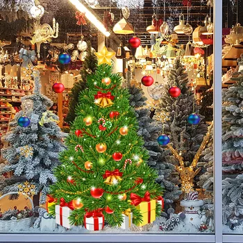 Наклейка на Рождественскую елку Наклейка на Рождественский шар Подарочная наклейка на окно Наклейки на стены Рождественские украшения для дома Новый год 2023