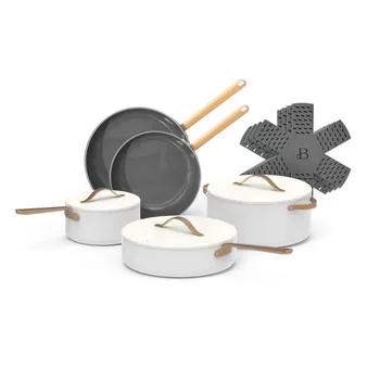 Красивый набор керамической посуды с антипригарным покрытием из 12 предметов, белая глазурь от Drew Barrymore