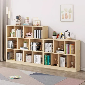 Книжный шкаф для хранения журналов, Библиотечных книг, Небольшой современный настенный книжный шкаф, Минималистичная мебель для дома из дерева Ракбуку XY50BC