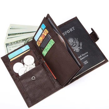 Кожаная сумка для паспорта нового стиля для мужчин, двойной кошелек, многофункциональный короткий кошелек из натуральной кожи, держатель для карт большой емкости