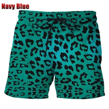 Модные красочные леопардовые шорты Мужские летние пляжные короткие штаны Гавайские пляжные плавки Женские детские шорты Cool Ice