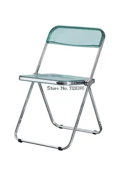 Скандинавский Прозрачный стул, Пластиковый Складной стул со спинкой, Стул для домашней столовой, Сетчатый Красный стул для макияжа, Акриловый Хрустальный стул