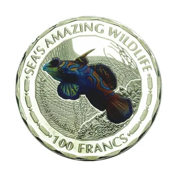 Памятные монеты с серебряным знаком удивительной дикой природы, расписанные разноцветными красками