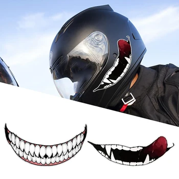 Наклейка на мотоциклетный шлем Evil Tooth, темная личность, водонепроницаемая для гоночных зубов на мотоцикле, наклейка на окна кузова автомобиля, декор для окон