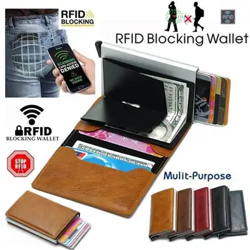 Держатель RFID-карты, Мужские кошельки, сумка для денег, мужской винтажный черный короткий кошелек из искусственной кожи, Тонкие кошельки, Мужской кошелек