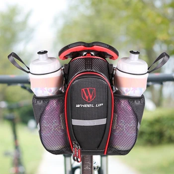 Велосипедная седельная сумка WHEEL UP с двойными держателями для бутылок с водой, водонепроницаемая сумка для велосипедного подседельного штыря, уличное велосипедное снаряжение