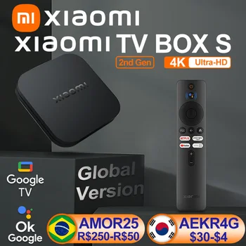 Глобальная версия Xiaomi Mi TV Box S 2-го поколения 4K Ultra HD Android TV 2 ГБ 8 ГБ WiFi Google TV Netflix Smart TV Mi Box 4 Медиаплеер