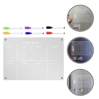 Магнитная прозрачная доска, акриловая, для сухого стирания, пустой стеклянный холодильник, прозрачный календарь, памятка, напоминание, холодильник