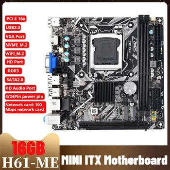 Материнская плата H61-ME 16GB Mini ITX LGA 1155 Поддерживает порты NVME M.2 и WIFI Bluetooth Интерфейс VGA/HD/SATA2.0 PC DDR3 base