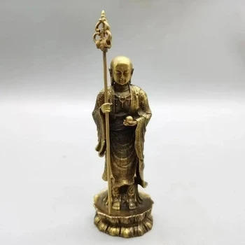 Китайская антикварная коллекция Статуя Будды из чистой Бронзы Jiuhua Mountain Jizo King