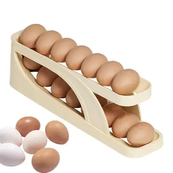 Органайзер для яиц в холодильнике, вращающаяся столешница, держатель для яиц, компактный органайзер для яиц, Двухуровневый тонкий дозатор для яиц в холодильнике