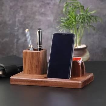 Держатель подарочного набора для бизнеса, ящик для хранения на рабочем столе в офисе компании, высококачественный многофункциональный держатель для ручек из массива дерева