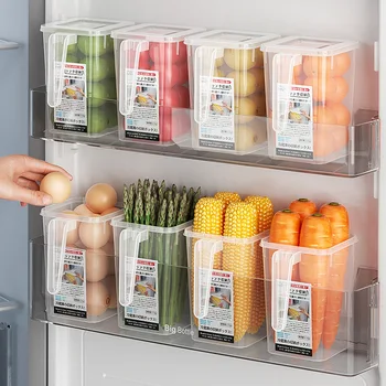 Новый Боковой ящик для хранения продуктов в холодильнике, Овощей, Фруктов, Яиц, Органайзер для свежих продуктов с ручкой, Коробка для контейнеров для холодильника на кухне