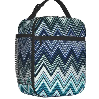 Bolsa de almuerzo aislada Multicolor ZigZag para mujer, elegante, geométrica, enfriador térmico reutilizable, fiambrera para ali