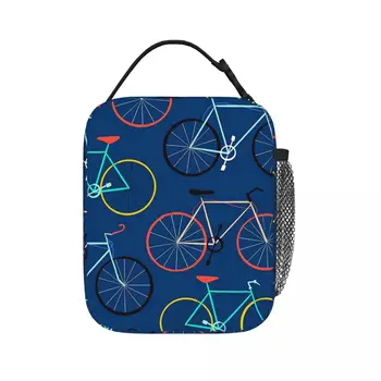 Синие велосипедные сумки для ланча, Изолированная коробка для Бенто, Переносная сумка для ланча, Сменные сумки для пикника, Термосумка-холодильник для женщин, детей, офиса