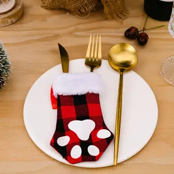 Рождественский тематический держатель для посуды, Рождественская сумка для столовых приборов, праздничные сумки-держатели для столовых приборов с мультяшным кошачьим когтем для рождественских вечеринок для Новинок
