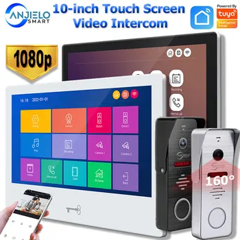 1080P Tuya Smart Home Video Porteiro Touch Screen 10-inch Video Intercom Visual Doorbell 160° домофон в частный дом Interfone